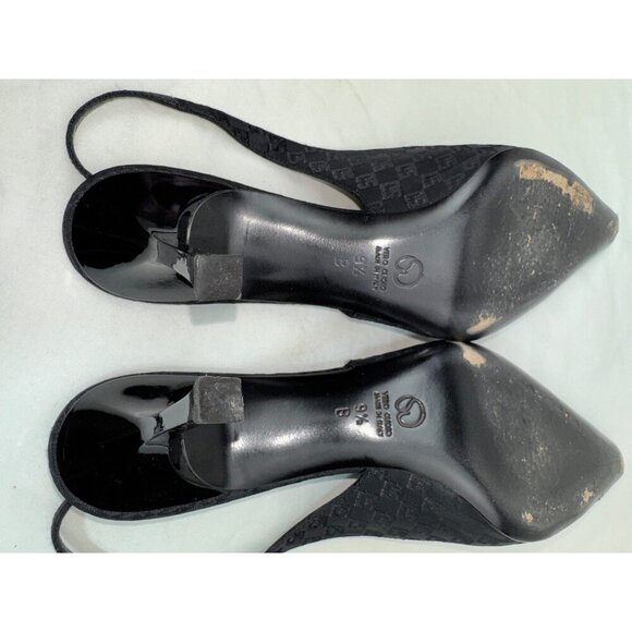St. John Womens Black Jacquard Slingback Heels Size 9.5 B- LT3270 - Picture 4 of 5